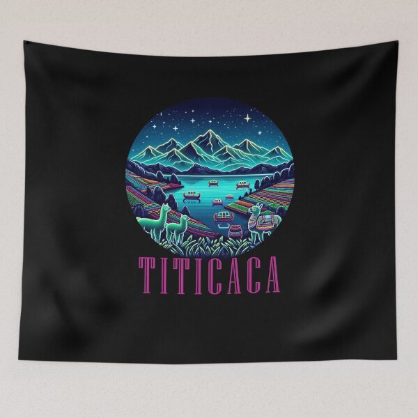 Item preview, Lake Titicaca Peru Llama Artistic Neon Graphic designed and sold by SambaStyles.
