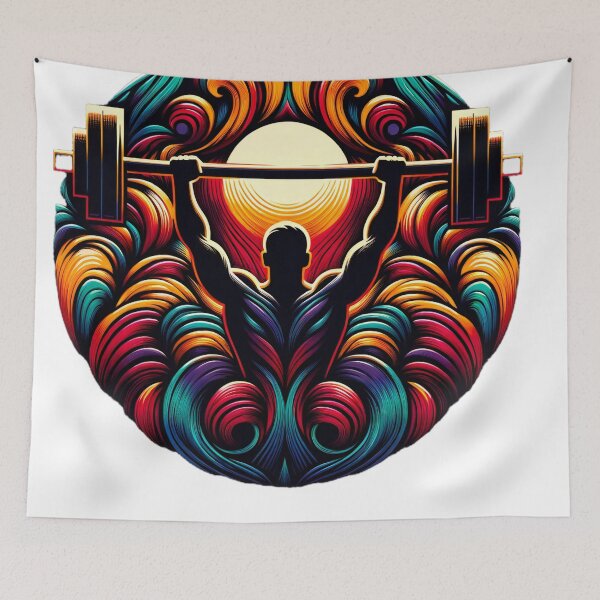 Item preview, Body Builder Strength Amidst Swirls: Vibrant Lifting Emblem designed and sold by ArtComixHaven.