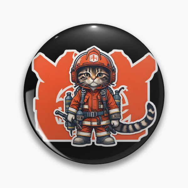 Item preview, firefighter cat designed and sold by cuatrilenio.