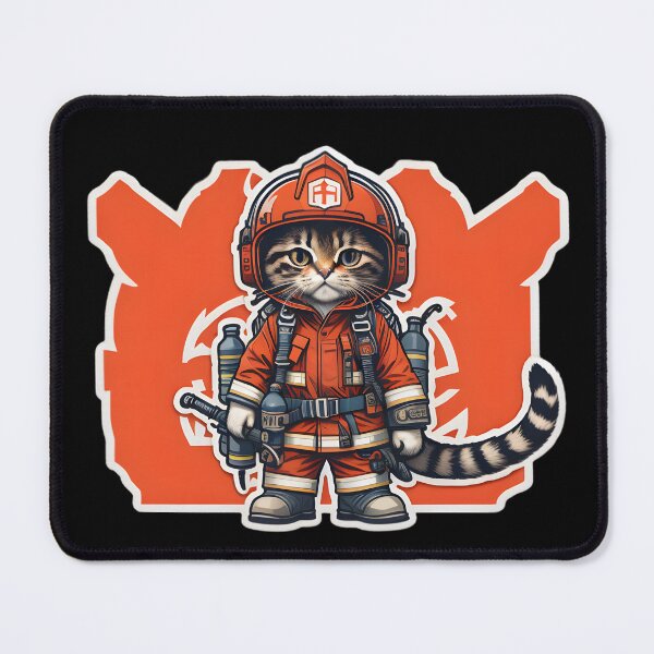 Item preview, firefighter cat designed and sold by cuatrilenio.