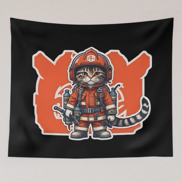 Item preview, firefighter cat designed and sold by cuatrilenio.