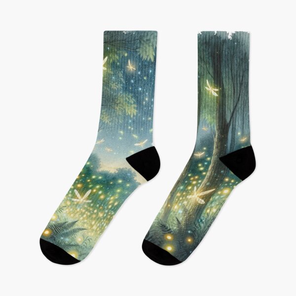 Item preview, Luciérnagas, estrellas, mundo con bosque, acuarela. designed and sold by StardustShinnie.