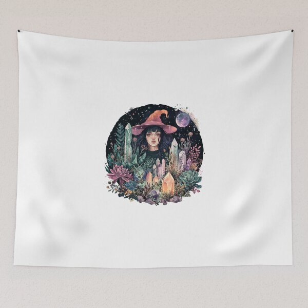 Item preview, Illustration I Witch, moon, crystals, flora, fauna, fantasy, spirituality, esotericism designed and sold by VisionaryVortx.