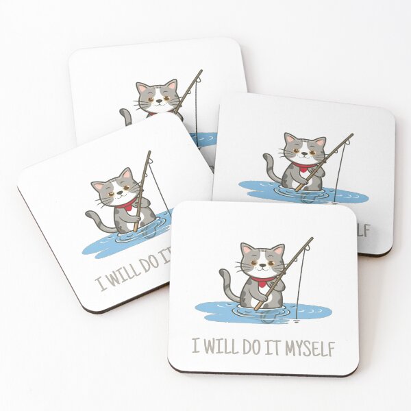 Item preview, Cat with fishing rod "i will do it myself" designed and sold by Kedo123.