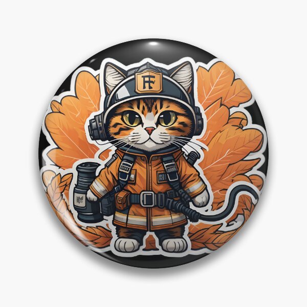 Item preview, firefighter cat designed and sold by cuatrilenio.