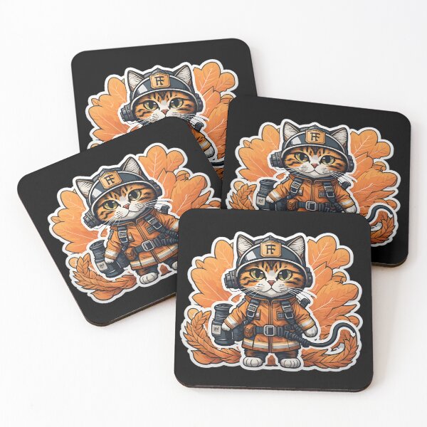 Item preview, firefighter cat designed and sold by cuatrilenio.