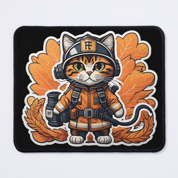 Item preview, firefighter cat designed and sold by cuatrilenio.