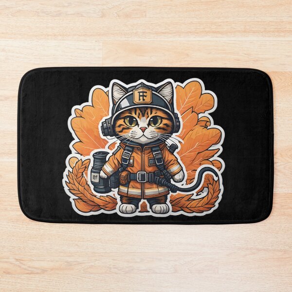Item preview, firefighter cat designed and sold by cuatrilenio.