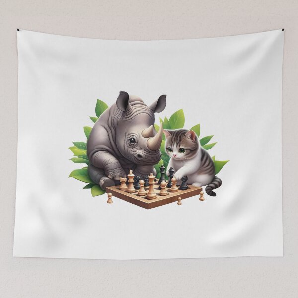 Item preview, Chess Mates, A Cute Rhino and Cat Tee! designed and sold by vahithakseven.
