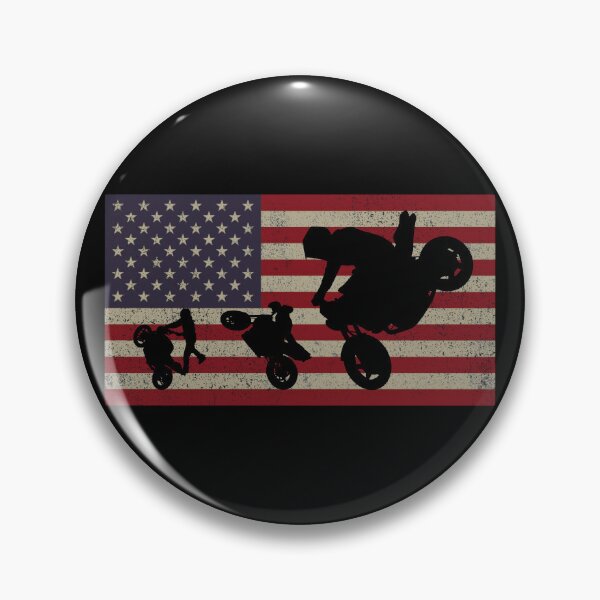 Item preview, Motorcycle Stunt Riding Freestyle Street Bike Vintage American USA Flag designed and sold by Maljonic.