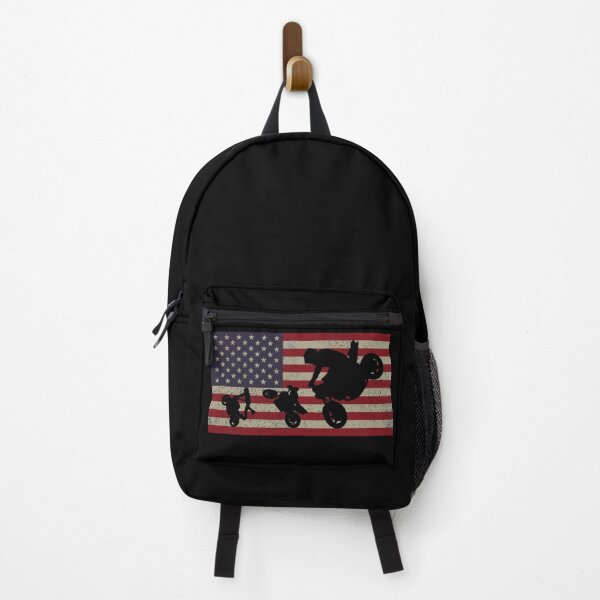 Item preview, Motorcycle Stunt Riding Freestyle Street Bike Vintage American USA Flag designed and sold by Maljonic.
