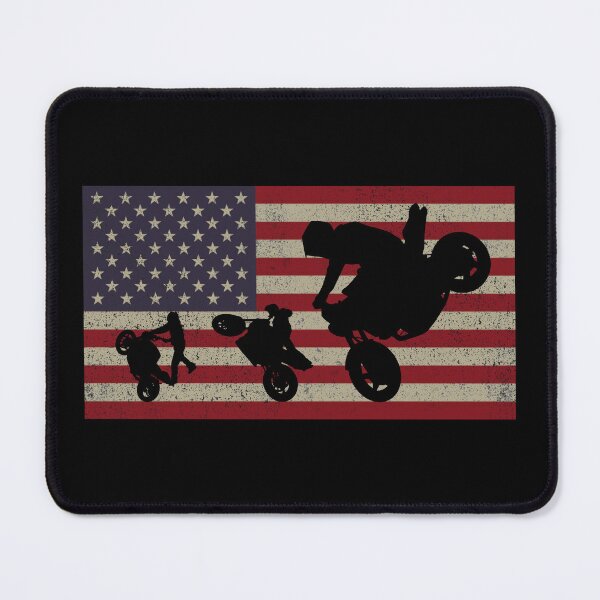 Item preview, Motorcycle Stunt Riding Freestyle Street Bike Vintage American USA Flag designed and sold by Maljonic.