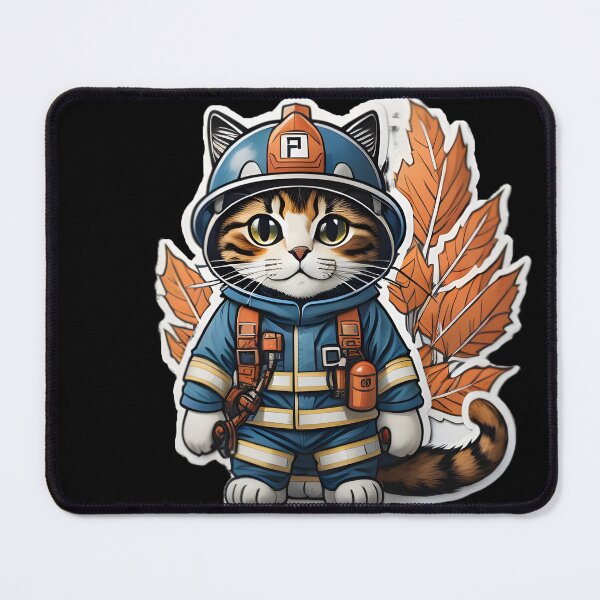 Item preview, firefighter cat designed and sold by cuatrilenio.