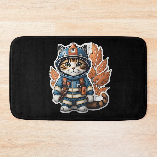 Item preview, firefighter cat designed and sold by cuatrilenio.