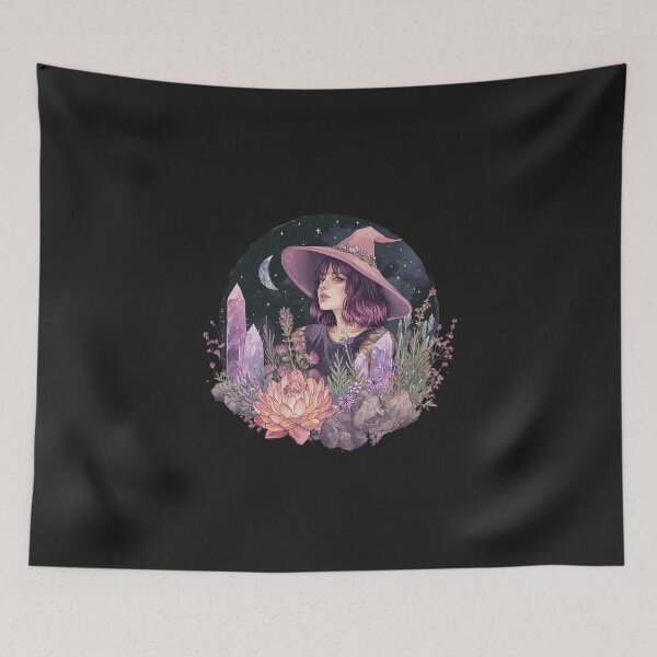 Item preview, Illustration I Witch, moon, crystals, flora, fauna, fantasy, spirituality, esotericism designed and sold by VisionaryVortx.
