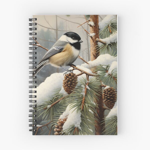 Item preview, Black Capped Chickadee Snowy Pine Branch designed and sold by Hartbecke.