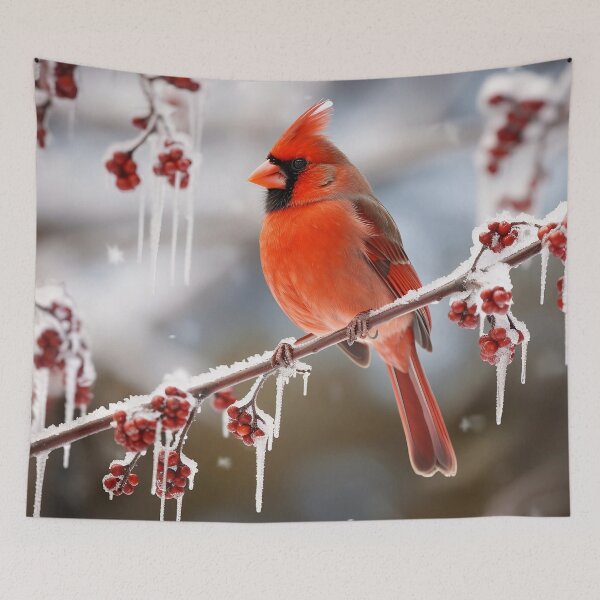 Item preview, Cardinal Perched on Limb with Thawing Snow designed and sold by dcrc.