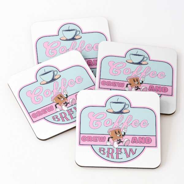 Item preview, Coffee crew and brew pastel pink and blue retro style designed and sold by BritishDelights.