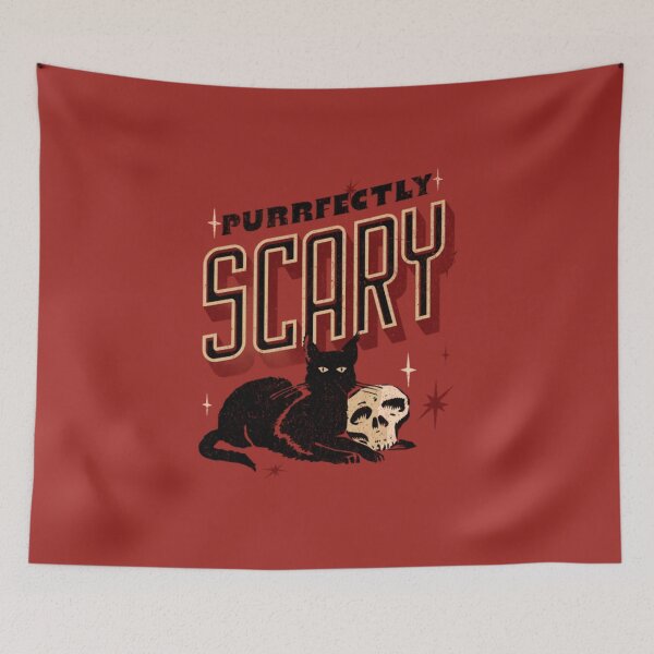 Item preview, Purrfectly Scary: Black Cat on Skull Design designed and sold by BlueGoldArt.