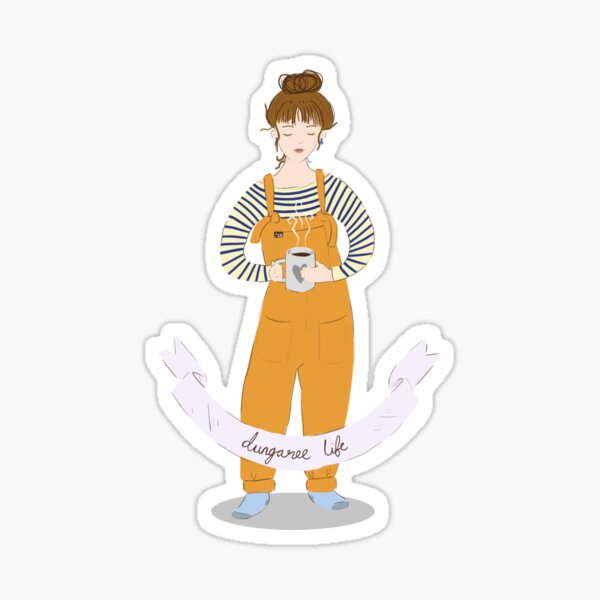 Item preview, Dungaree life, Mustard dungas, stripey top club designed and sold by Harriet Teagle.