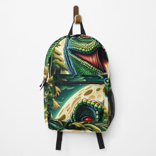 Item preview, T Rex Dinosaur Eating a UFO in front of the Moon designed and sold by Aaron Makelky.