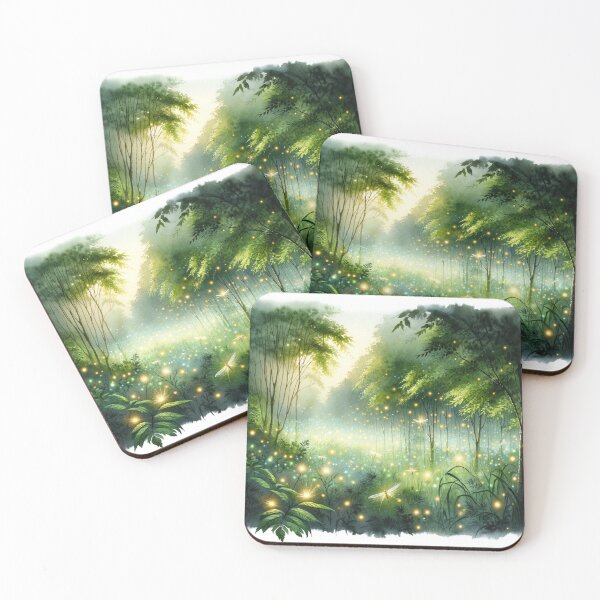 Item preview, Fireflies, stars, world with forest, watercolor designed and sold by StardustShinnie.