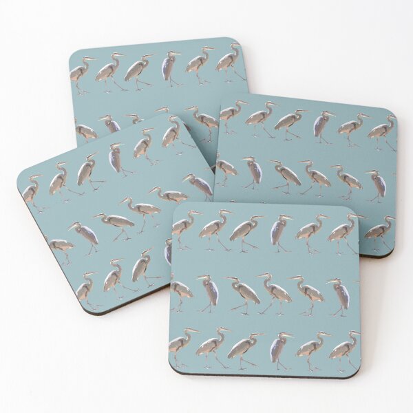 Item preview, Blue Herons Walking Two Ways on Bay Blue Repeat 5748 designed and sold by Art in My Loft.