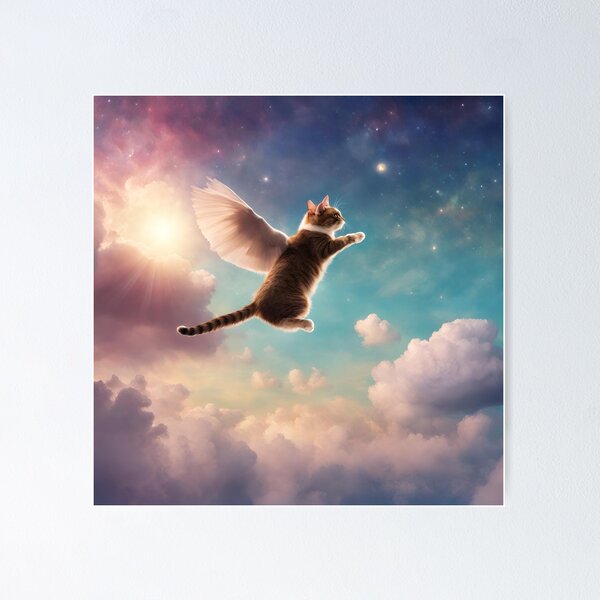 Item preview, Angel Cat in Galaxy Sky designed and sold by AnimaliaStar.