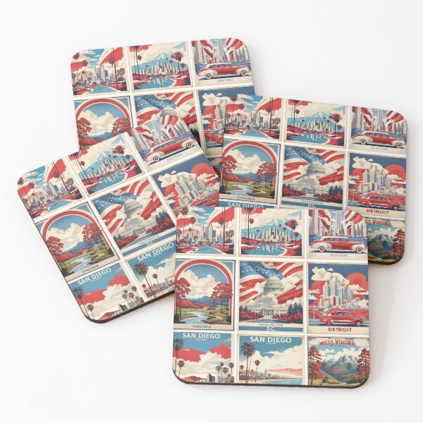 Item preview, USA Vintage Tourism Posters Sticker Pack 7 designed and sold by TravelersGems.