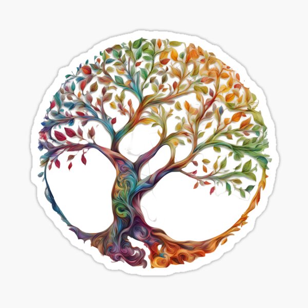 Vibrant Asymmetrical Tree of Life Sticker