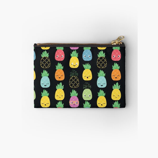 Item preview, Cute Colorful Pineapples Food Kids Pattern on black designed and sold by SamAnnDesigns.