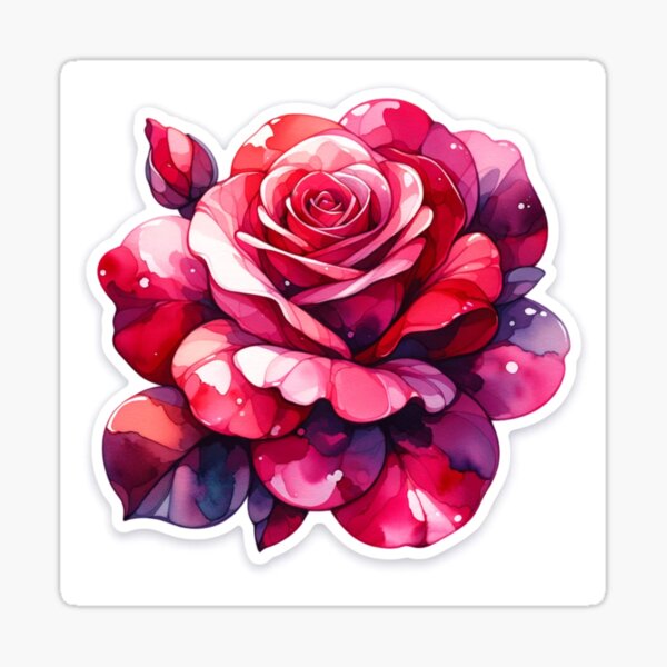 Item preview,  Acid Rose Watercolor Art Sticker - Floral Elegance for Your Accessories Volume 2 designed and sold by mymagicstoreus.