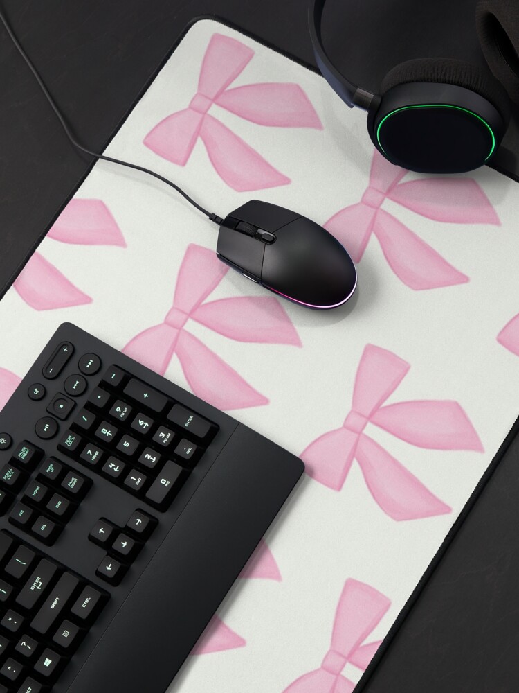 Thumbnail 4 von 5, Mauspad, zierliche ästhetische rosa Schleife designt und verkauft von simplygracie-.