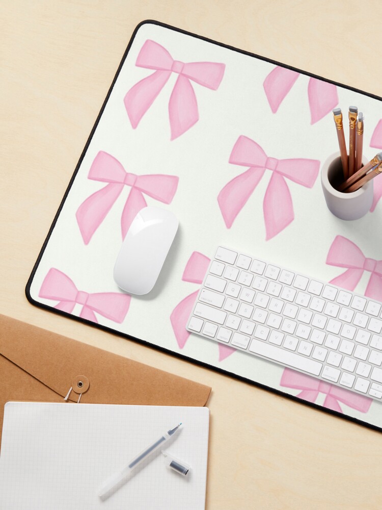 Thumbnail 3 von 5, Mauspad, zierliche ästhetische rosa Schleife designt und verkauft von simplygracie-.