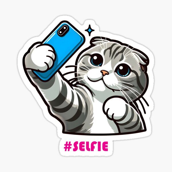 Funny Cat Selfie' Sticker