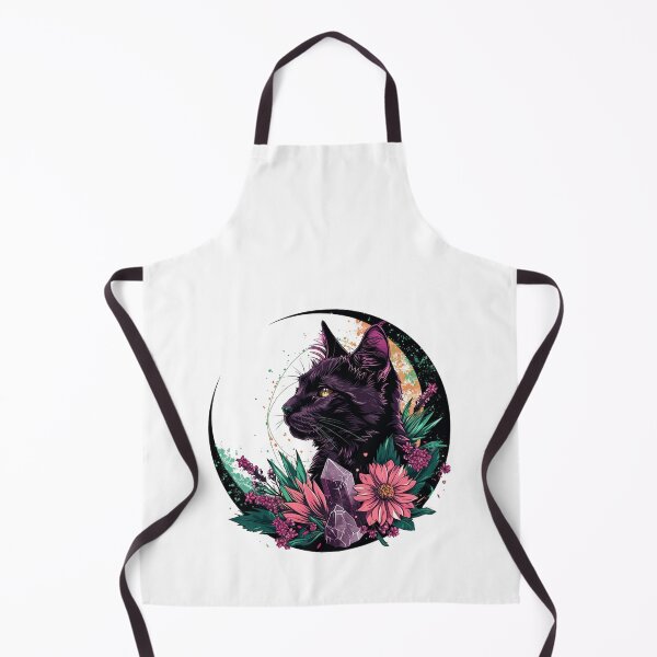 Item preview, Black Cat Crescent Moon Crystals Flowers Lilith designed and sold by VisionaryVortx.
