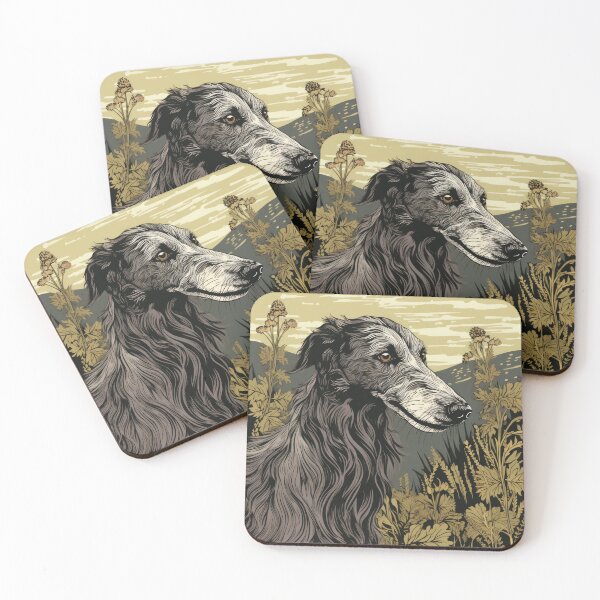 Item preview, Scottish Deerhound dog art in old retro vintage style designed and sold by WallyPink.