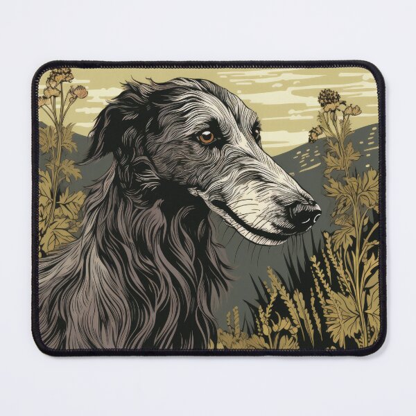Item preview, Scottish Deerhound dog art in old retro vintage style designed and sold by WallyPink.