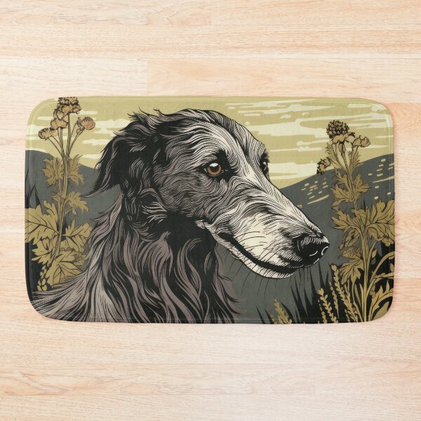 Item preview, Scottish Deerhound dog art in old retro vintage style designed and sold by WallyPink.