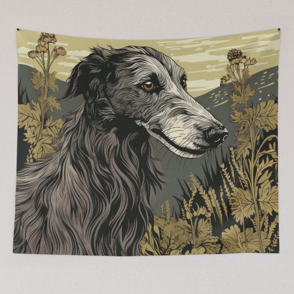Item preview, Scottish Deerhound dog art in old retro vintage style designed and sold by WallyPink.