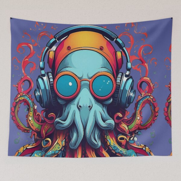 Item preview, Octopus Melodic Tentacles: Aquatic Grooves in Technicolour designed and sold by ArtComixHaven.