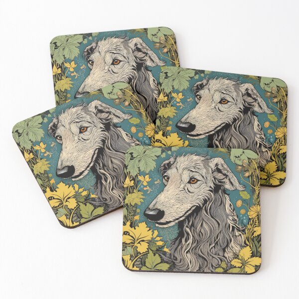 Item preview, Scottish Deerhound dog art in old retro vintage style designed and sold by WallyPink.