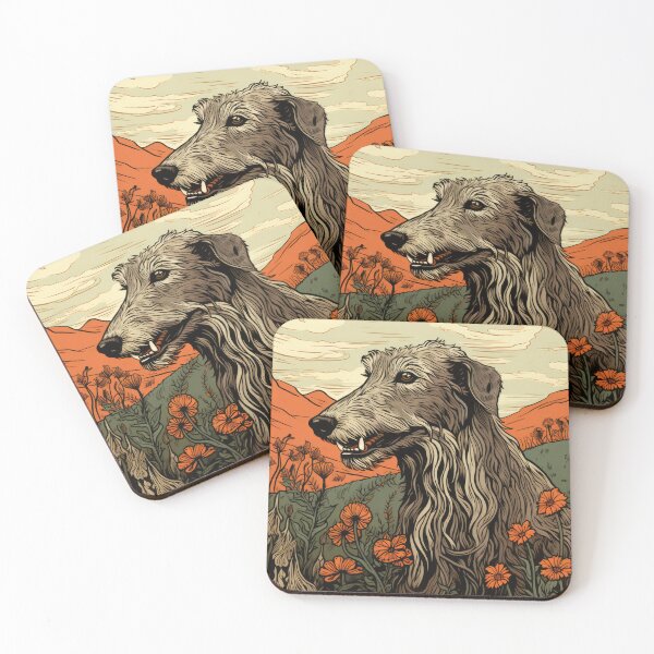 Item preview,  Scottish Deerhound dog art in old retro vintage style designed and sold by WallyPink.