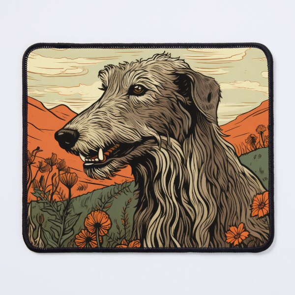Item preview, Scottish Deerhound dog art in old retro vintage style designed and sold by WallyPink.