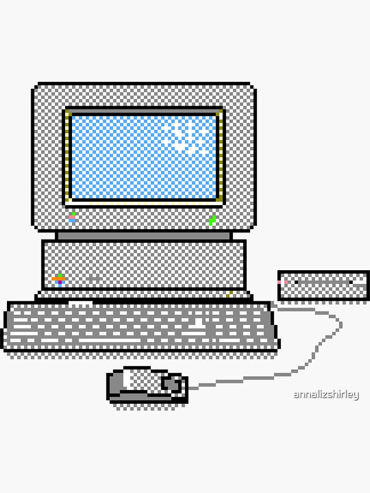Thumbnail 3 of 3, Sticker, 8-Bit Computer Retro Vintage Hardware designed and sold by annalizshirley.