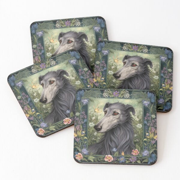 Item preview,  Scottish Deerhound dog art in old retro vintage style designed and sold by WallyPink.