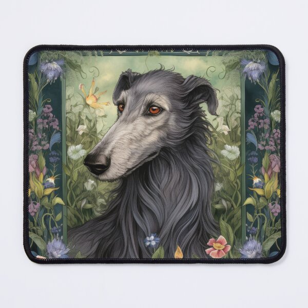 Item preview, Scottish Deerhound dog art in old retro vintage style designed and sold by WallyPink.