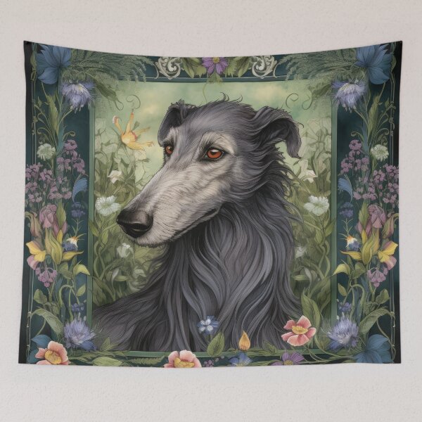 Item preview,  Scottish Deerhound dog art in old retro vintage style designed and sold by WallyPink.