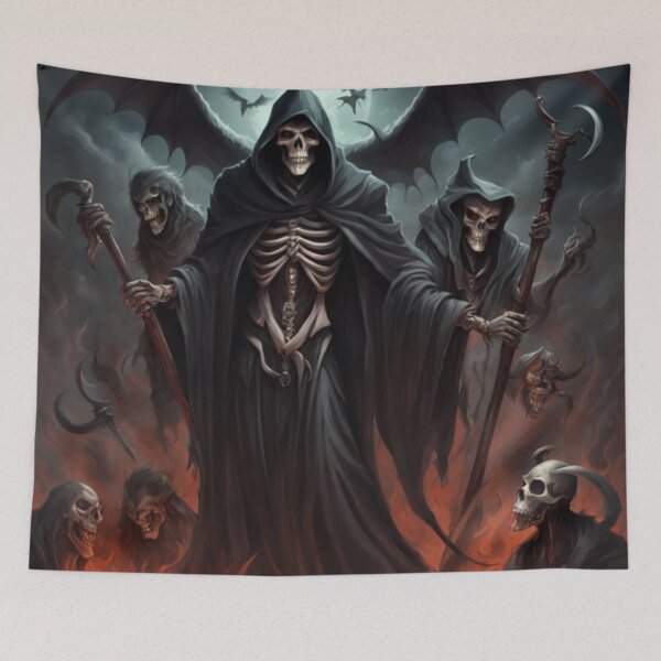 Item preview, Grim Reaper With Demons designed and sold by TheDarkWardrobe.