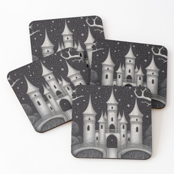 Item preview, Black and White Mythical Castle - Fantasy Magical Castle designed and sold by NumericaDesigns.